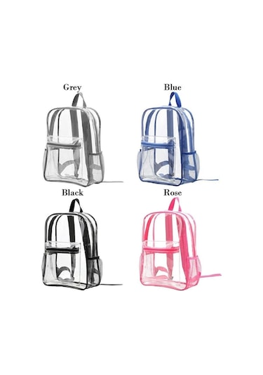 Novahub Büyük Kapasiteli Şeffaf Sırt Çantası Lüks Tasarımcı Görünür Pvc Sırt Çantası Black Siyah Siyah