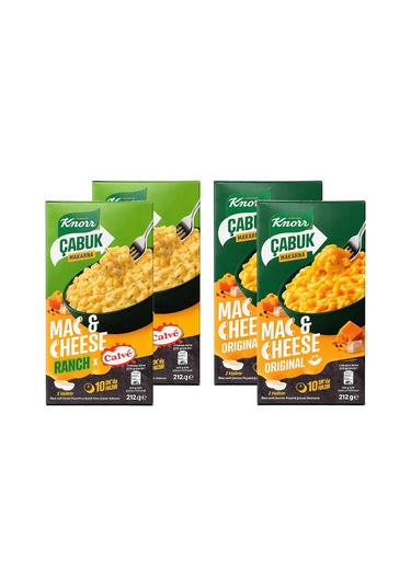 Knorr Mac Cheese Çabuk Makarna 212 Gr Original Ve Ranch 4 Lü Set