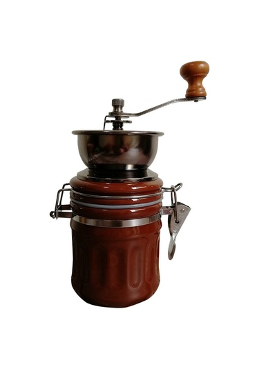 Geeroyoo Kahve Değirmeni El İle: Seramik Kapaklı Muhafaza Kutusu, Fıstık/baharat Dağdırma, Portatif Ve Kompakt Tasarım Kahverengi Diğer