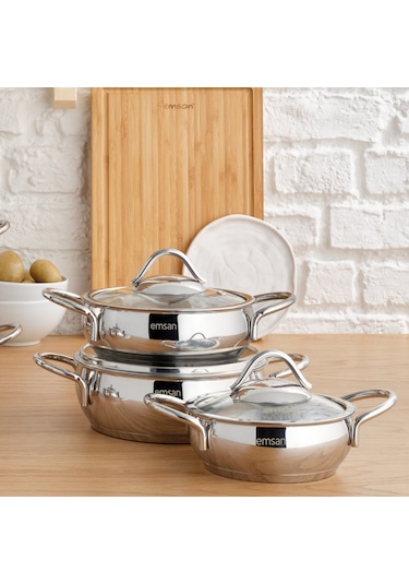 Emsan Cemre İndüksiyon Tabanlı 6 Parça Çelik Sahan Seti
