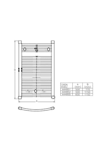 VitrA A44852 Havlupan 50 x 120 Oval Formlu Artepan Havlu Kurutucu