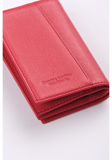 Ancora Leather Hakiki Deri Minimal Kartlık-26206 Kırmızı