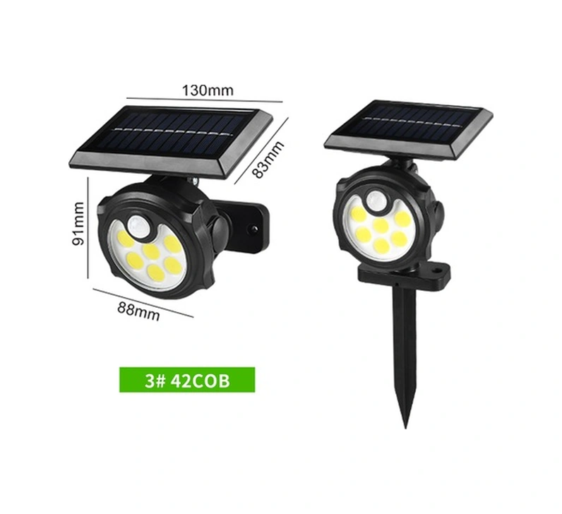 Tongxida Gece Işık Toprak/bina Duvar Lambası 42cob, 3 Beyaz Işık Modu, 2x1200mah Batarya, Ip65 Koruma, 270 Algılama