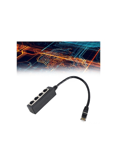 Fosenze Cat7 Rj45 Ağ Çözümleyici Adaptörü - 1 Erkek 4 Dişi Ethernet Bağlantısı, Altın Kaplı Çekirdek, Ev Ofis Kullanıma Uygun, Dürtüye Dayanıklı Abs Malzeme