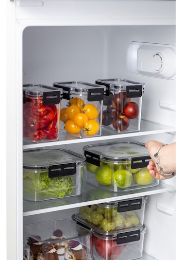 Nandy Home Kilit Kapaklı Kare Clear Saklama Kabı Seti 3'lü 1400 ML Beyaz