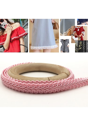 Wg000312 Polyester İpek Kırkayak Şekli Dantel Kemer Dıy Giyim Aksesuarları, Uzunluk: 25m, Genişlik: 1.2cm Pembe