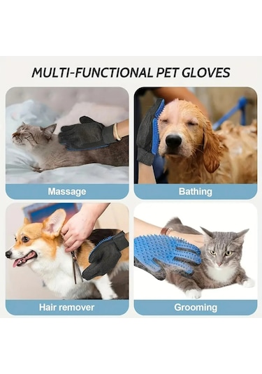 Springsun Evcil Hayvan Eldiveni - Kedi, Köpek, Tavşan Ve At Tüy Temizleme Eldiveni, Masajlı Banyo Fırçası Mavi