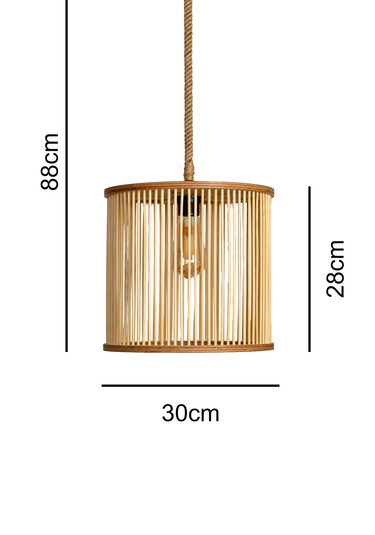 Rustik Bambu Serisi Selen Ahşap Sarkıt Avize Ahşap