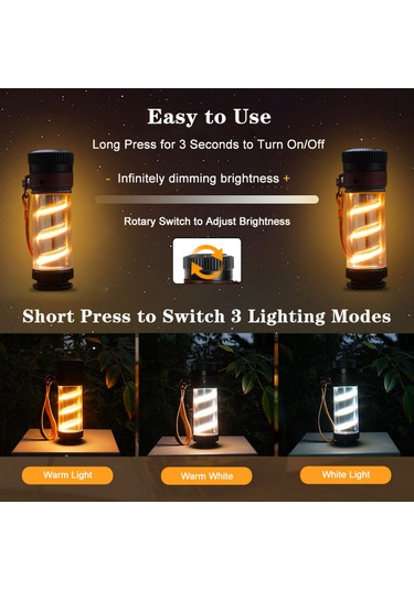 Jeehugo Usb Şarjlı Ipx5 Su Geçirmez Kamp Feneri - 4 Aydınlatma Modu, Sürekli Parlaklık Ayarlama Ve 2000mah Uzun Kullanim Süresi İle Dış Mekan Işığı Siyah