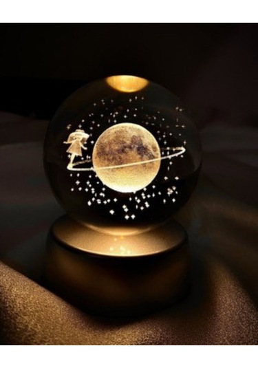 Satürn Kız Cam Küre Sevgiliye Eşe Sürpriz Hediye Renk Değiştiren Işıklı Satürn Cam Kız Küre