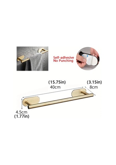 Konesam Stoklu Paslanmaz Çelik Otomatik Yapışkan Banyo Havlu Rafı, Delmez Tasarım, 40 Cm Uzunluk, Gümüş Renk, Ev Düzenliği Gümüş
