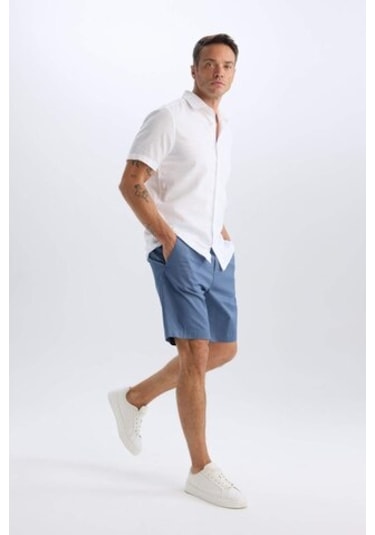Defacto %100 Pamuk Regular Fit Gabardin Bermuda Şort C7684ax25spın257 İndigo