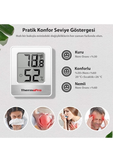 ThermoPro TP49W Mini İç Mekan Dijital Sıcaklık ve Nem Ölçer Termometre - T08648