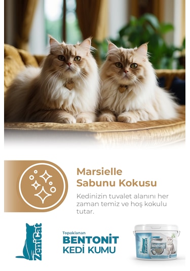 Zenicat Marsilya Sabunu Kokulu Renkli İnce Bentonit Kedi Kumu 10 L