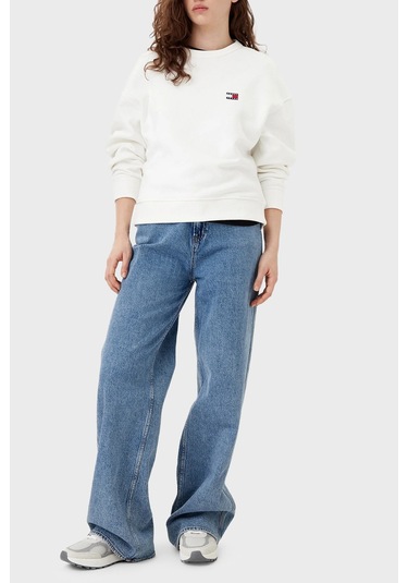 Tommy Jeans Bayan Sweat Dw0dw19408 Ybl Beyaz Beyaz Tommy Jeans Bayan Sweat Dw0dw19408 Ybl Beyaz Beyaz