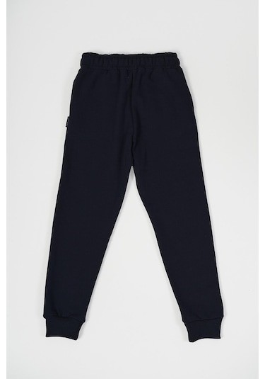 Lacivert Kalın Pamuklu Beli Ve Paçası Lastikli Cepli 5-6-7-8-9-10-11-12 Yaş Kız Çocuk Eşofman Altı Lacivert