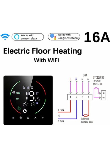 Kangvka East2 Akıllı Wıfı Termostat - 16a Elektrikli Yerden Isıtma Ve 3a Kazan Kontrolü, Nem Ve Hava Durumu Özellikli