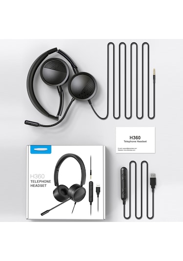 Teltree H360 Kulak Üstü Mikrofonlu Usb/3.5mm Çağrı Merkezi Kulaklığı, Ayarlanabilir Baş Bandı Ve Gürültü Engelleme Özelliği