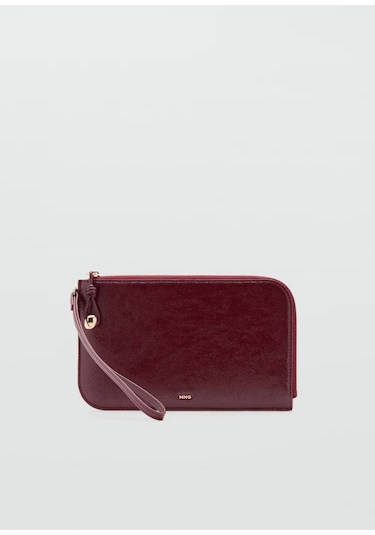 Mango Mini Boncuklu Pochette Şık Clutch Çanta Bordo - Kırmızı