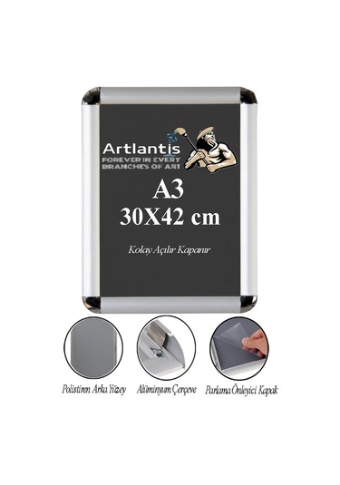 A3 Tak Çıkar Rondo Çerçeve 30x42 Cm 1 Adet Açılır Kapanır Çerçeve Aç Kapa Çerçeve A3 Afiş Çercevesi Büro Ofis
