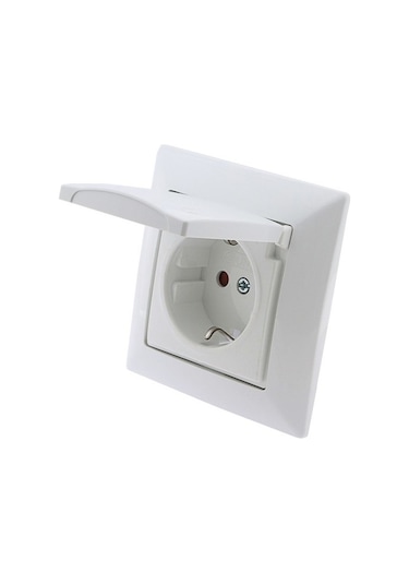 Günsan Visage Beyaz Topraklı Kapaklı Priz Çocuk Koruumalı Çerçevesiz