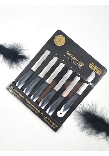 Solingen 6'lı Meyve Bıçak Seti Tırtıklı Siyah Beyaz Siyah