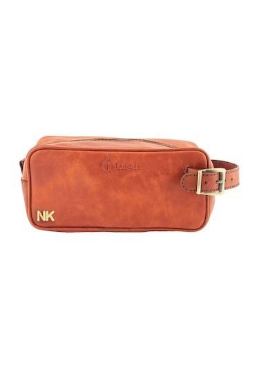Twingold İsme Özel Dopp Kit Kişisel Bakım Ve Seyahat Çantası - %100 Rainbow Deri - Ac14004 - Tobacco Tobacco