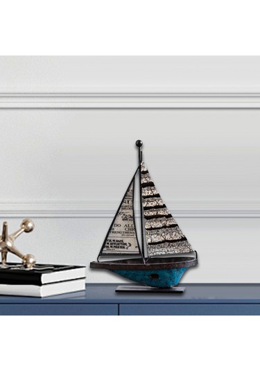 Suntek Yelkenli Tekne Dekor El Sanatları Metal Gemi 11,5x4x16cm