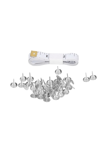 Samdoo 100 Adet Çelik Mobilya Dekorasyon Çivi Seti - Gümüş Uçlu, Paslanmaz, Yüksek Dayanıklı + Ölçü Çubuğu Ve Eldiven