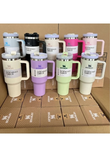 Paslanmaz Çelik Pipetli 1200ml Araba Bardağı - Kiraz Pembesi Um45489-8 Yurt Dışından Pembe