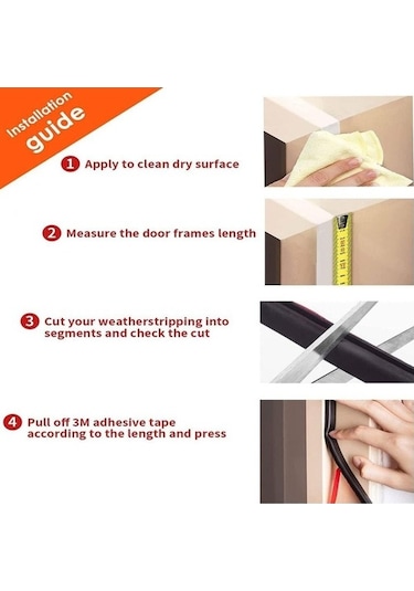 Novahub Anlamı Koruyan D Şekli Kapı Contası, Siyah, 6m, Ses Yalıtım, Hava Sıyırma Şeridi 6 M