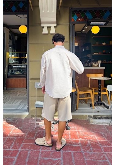 Flaw Pileli Kumaş Şort Bej Bej