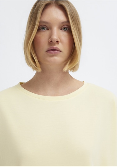 Mavi - Soft-premium Sarı Tencel Modal Karışımlı Basic Tişört 167245-84571