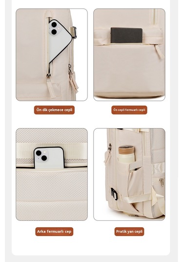 Sırtçantası Kadın Büyük Kapasiteli Çok Fonksiyonlu Sırtçantası Creamy-white