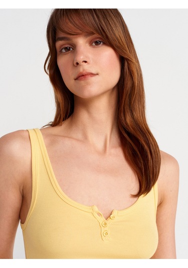 Dilvin 21158 Düğmeli Askılı Top-sarı Sarı