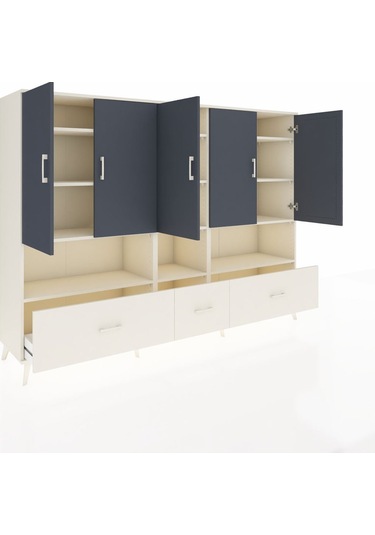 Hyperion Dolap 12 Raflı 3 Çekmeceli 5 Kapaklı 220x44x163 Aytaşı-a Aytaşı-antrasit/aytaşı