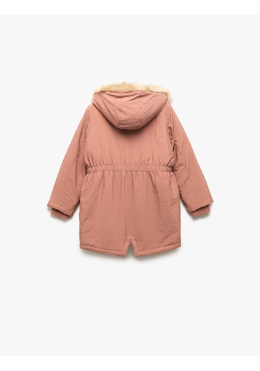Koton Peluş Detaylı Uzun Kollu Cepli Kapşonlu Mont Pembe 6wkg00012aw Gül