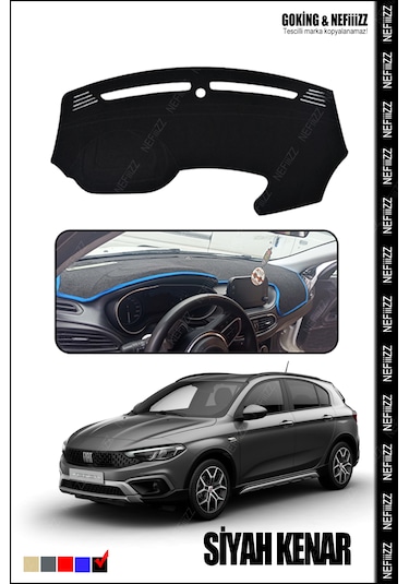 Fiat Ega Cross Torpido Koruma Halısı Yeni Tasarım Araca Özel Üretim Siyah