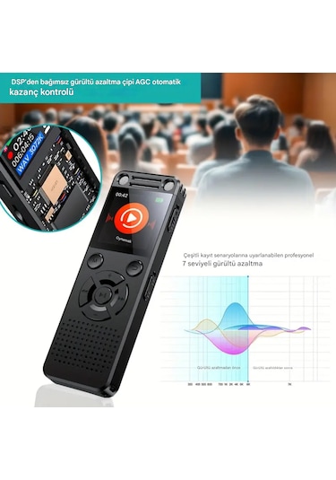 Ultratekno Hs-32 Metal Ses Kayıt Cihazı 96gb 32+64gb Çift Hoparlör, Kristal Mikrofon, 30 Saat Pil, Gürültü Azaltma, Type-c Şarj, Profesyonel Diktafon