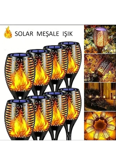 Hpytech Solar Bahçe Meşalesi - Alev Efektli Dış Mekan Solar La... Siyah