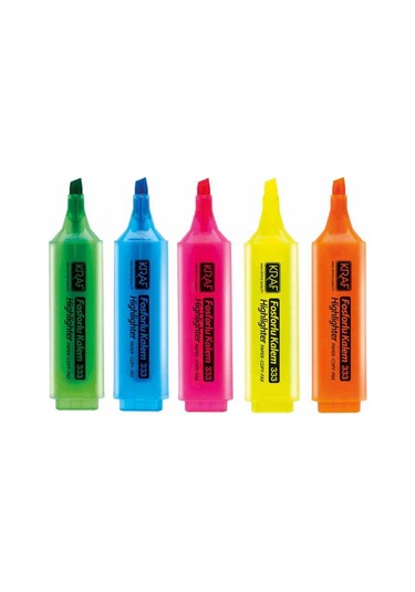 Kraf 333 Fosforlu Kalem 5'li Set Çok Renkli