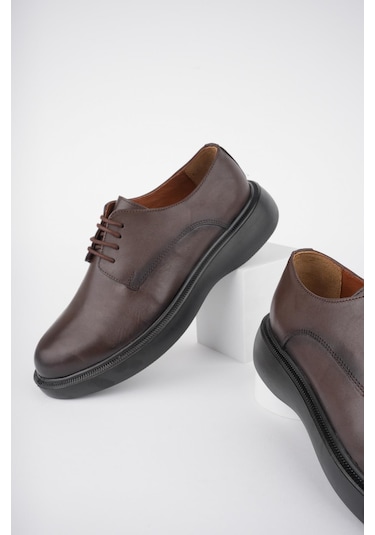 Muggo Smith Garantili Günlük Klasik Hakiki Deri Casual Rahat Ortopedik Kalın Taban Erkek Ayakkabı Kahverengı Kahverengi