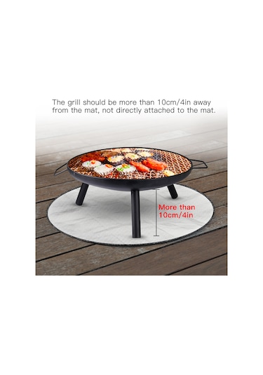 Springsun 24 İnç Yuvarlak Isıya Dayanıklı Mangal Matı - Bahçe, Çim Ve Teras Koruma İçin
