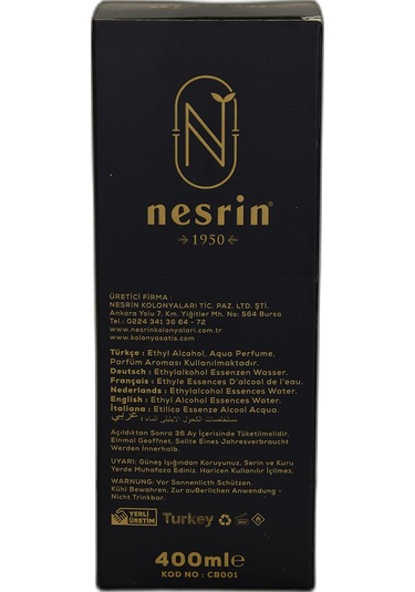 Nesrin 80 Derece Özel Seri Kutulu Pet Şişe Cennet Bahçesi Kolonyası 400 ML