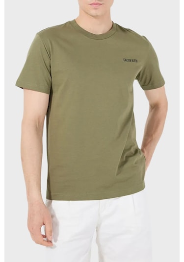 Calvin Klein Erkek T Shirt Km0km01146 Lb6 Haki Haki