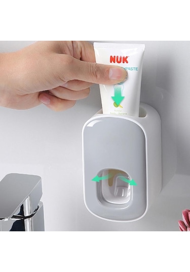 Gri Otomatik Diş Macunu Dispenseri Tutucu Duvara Monte Sıkacağı Diş Macunu Çocuklar Ev Banyo Aksesuarları Için Gri
