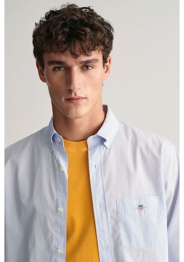 Gant Erkek Regular Fit Düğmeli Yaka Gömlek - Mavi Lıght Blue