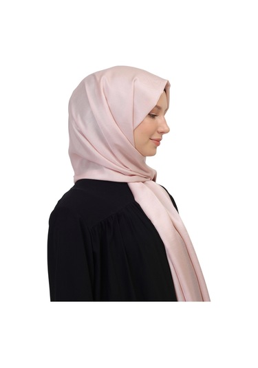 Çift Taraflı Düz Jakar Şal Parlak & Mat Dokulu, Özel Gün Şalı, Düz Renk Açık Pembe