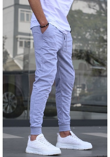 Madmext Gri Paçası Lastikli Erkek Eşofman 4821 Gri