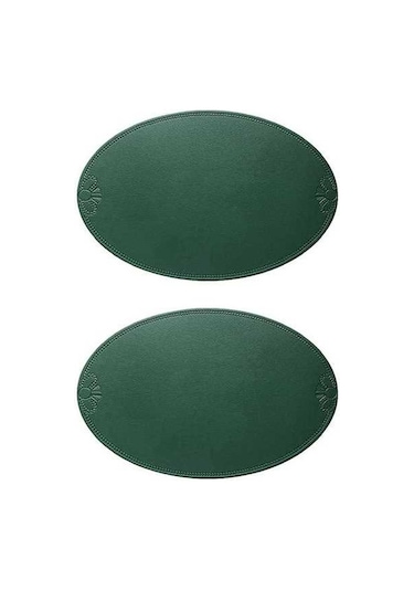Moly Fransız Tarzı Oval Yalıtım Matı, Pu Deri, 45x30cm, Ev/fyeşil, Mutfak/servis/kahve Dükkanı Yeşil